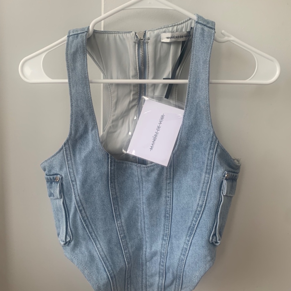 MANIERE DE VOIR DENIM CARGO CORSET AND MINI SKIRT - Picture 2 of 6